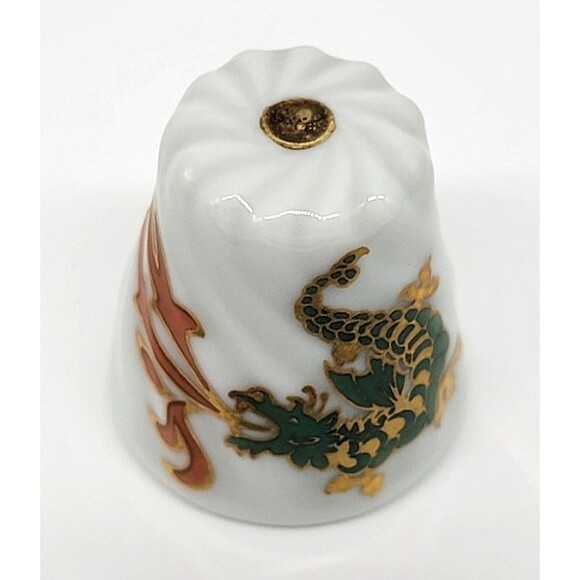 Dragon Scherzer Porcelain Thimble Gold Gilt West Germany Collectible Vintage - Picture 7 of 17
